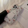 Korean-style floral rabbit design applicable iphone13Apple14Phone case11Cute girl15pro max Bracket16Transparent