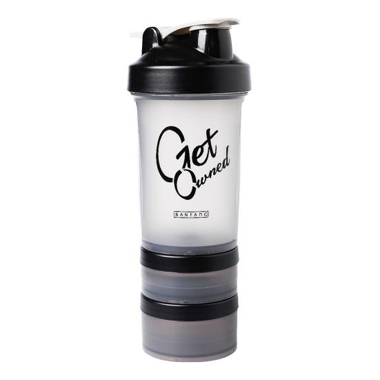 1 Set 500ml Shaker Bottle Large Capacity Leak Proof Drop-resistant Anti-slip with Handle Protein Mixer Sports Water Bottle with Pill Tray Fitness Use