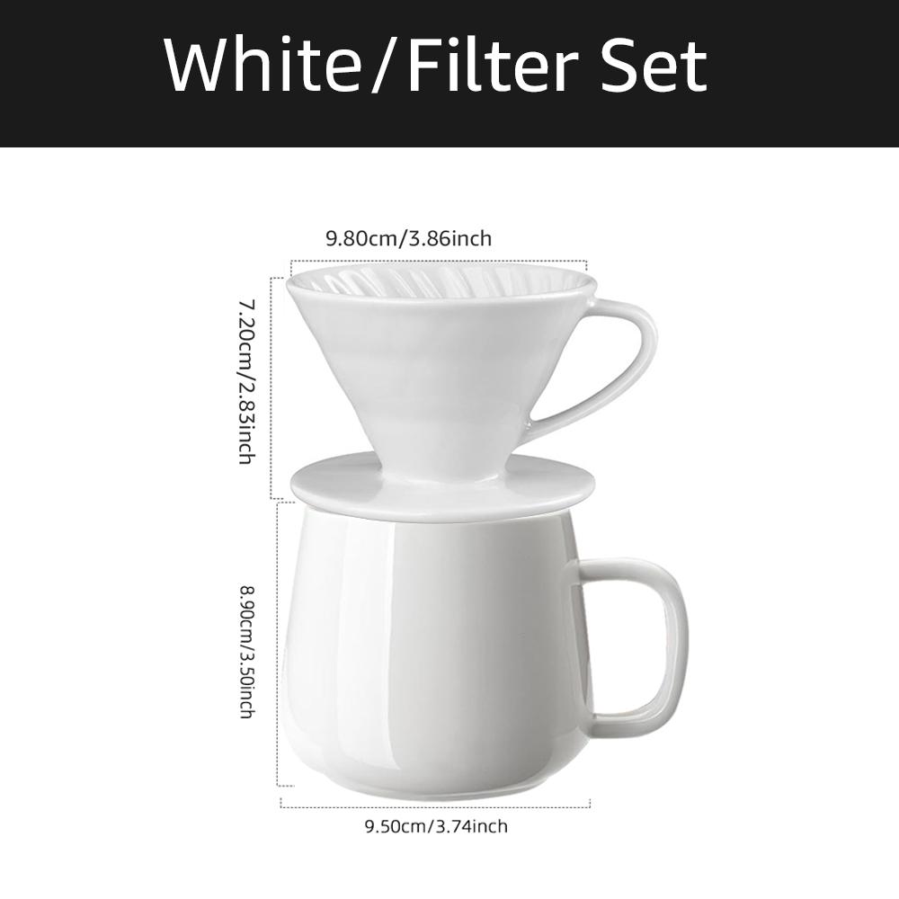 Ceramic Coffee Dripper Engine Style Coffee Drip Filter Cup Permanent Pour Over Coffee Maker Separate Stand For 1-2 Cups