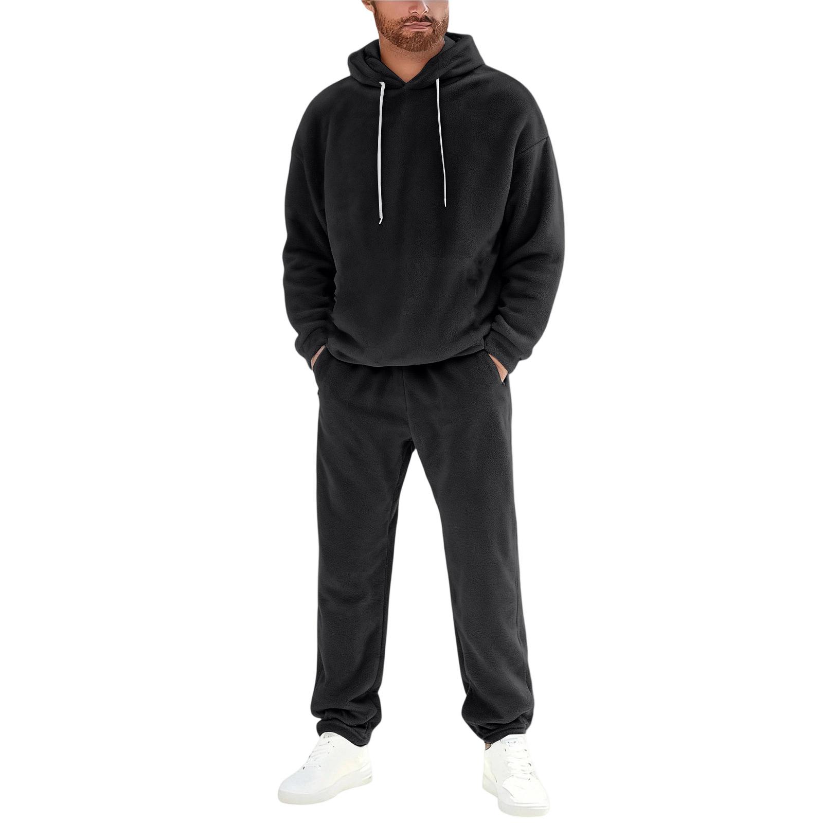 

Men Sports Leisure Keep Warm Hooded Hood Hoodie Trousers Set S