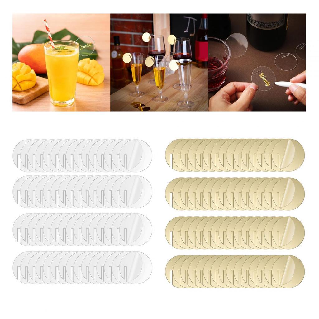 60 DIY Acrylic Drink Tags, Cocktail Glass Markers for Family Gatherings,