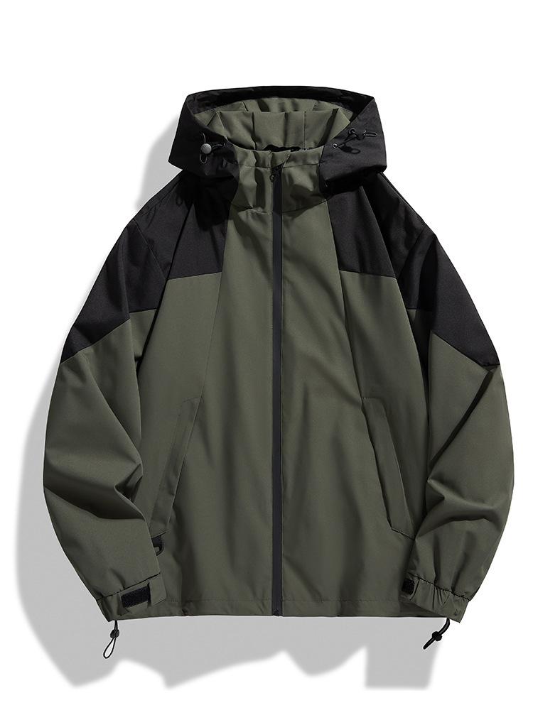 Trendy Spring & Fall Splash-Proof Hooded Jacket for Couples - Street Style Outdoor Casual Wear
