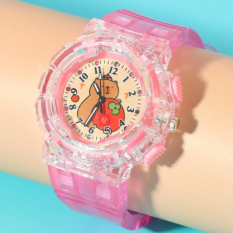 Cartoon Kids Watch Quartz Watch Nightlight Student Sports Gift For Children Pink