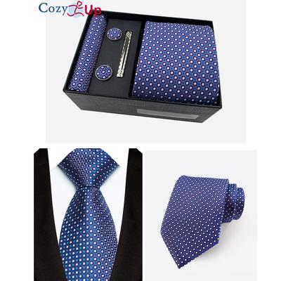 Cozy Up 6 Pieces Set Paisley Men's Tie Including Tie Square Scarf Cuff Tie Clip Gift Box