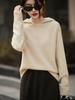 Cozy 100% Ultra-Fine Wool Hooded Drop Shoulder Sweater for Autumn and Winter
