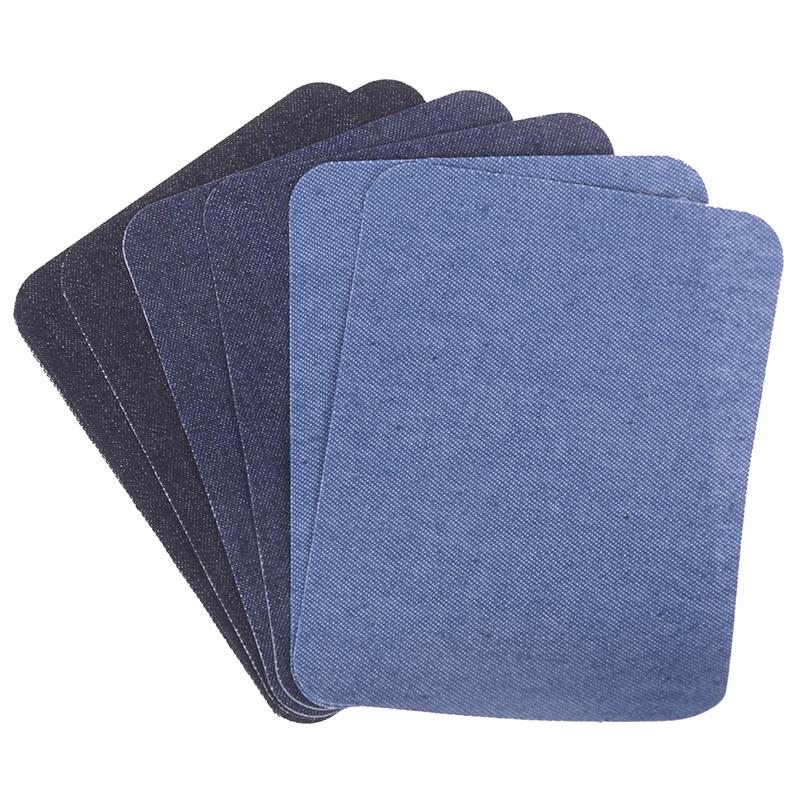 6Pcs Assorted Cotton Jeans Repair Kit 3Color Iron On Denim Patch Sewing Applique