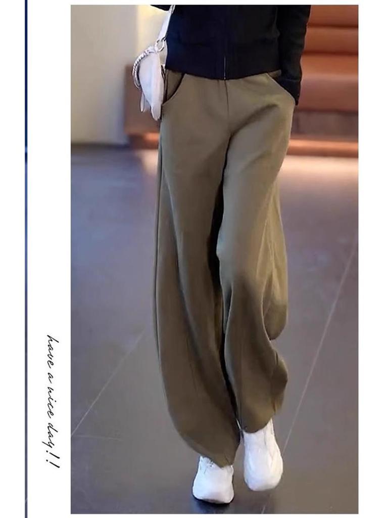 High-Waisted Women's Banana Pants: Fleece & Non-Fleece, Petite Fit, Wide-Leg, Casual for Autumn & Winter Sports