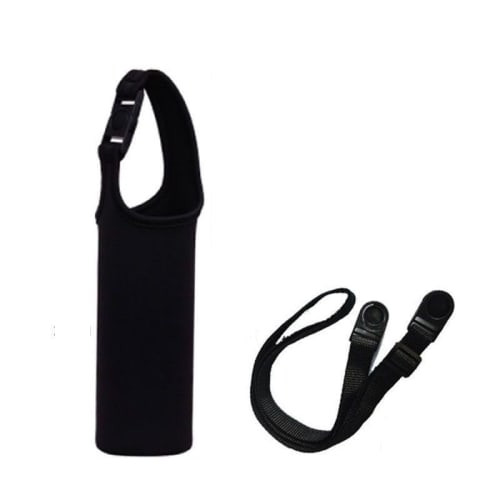 Audiophile Water Bottle Cover Case, Shoulder Strap, for Kids and Adults, 500ml/600ml Capacity, Insulates, Keeps Cold or Hot, Unisex (Black). Includes