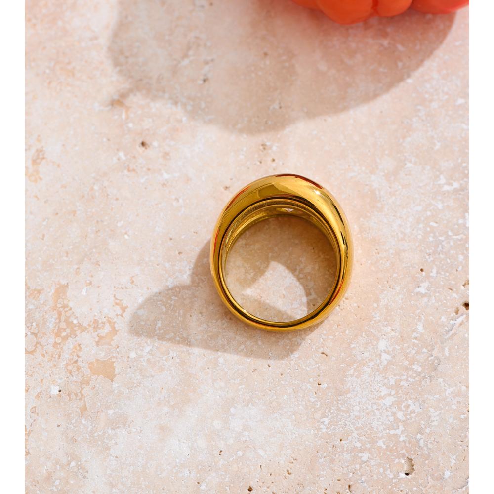 Eetit Size 678 Stainless Steel Double-Layer Cubic Zirconia Cast Ring Rust Proof High Quality Golden Finger Daily Jewelry Gift