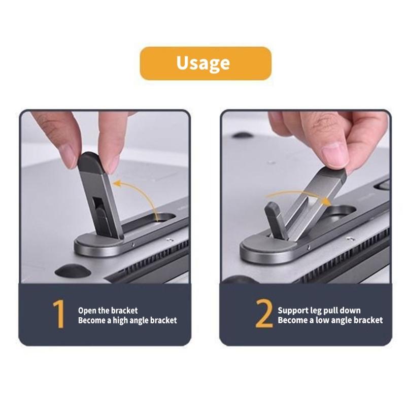 Ergonomic Laptop Stand Foldable Design 2 Level Heights Adjustment Builts In Ventilation For Optimal Heat Dissipation