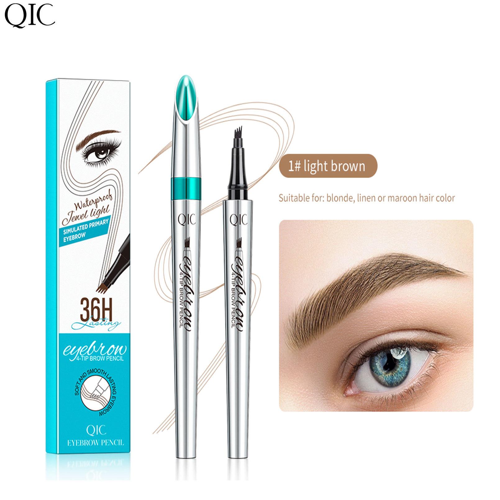 QIC makeup four-pronged eyebrow pencil does not take off makeup, extremely fine eyebrow pencil, sweat-proof liquid water eyebrow pencil