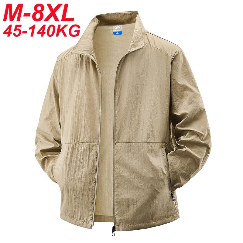 UPF50+ UV Protection Skin Coats Men Big Size 8XL 7XL 6XL Summer Windbreaker Lightweight Windshield Reflective UV Blocking Jacket