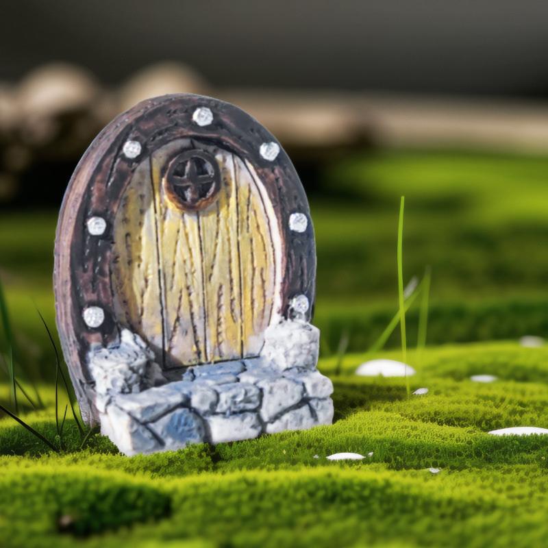 3Pcs Small Wood Door Picture Frame Accessories Rustic Resin Crafts Mini Landscape Naments Home Decor Tree Stump Decorations