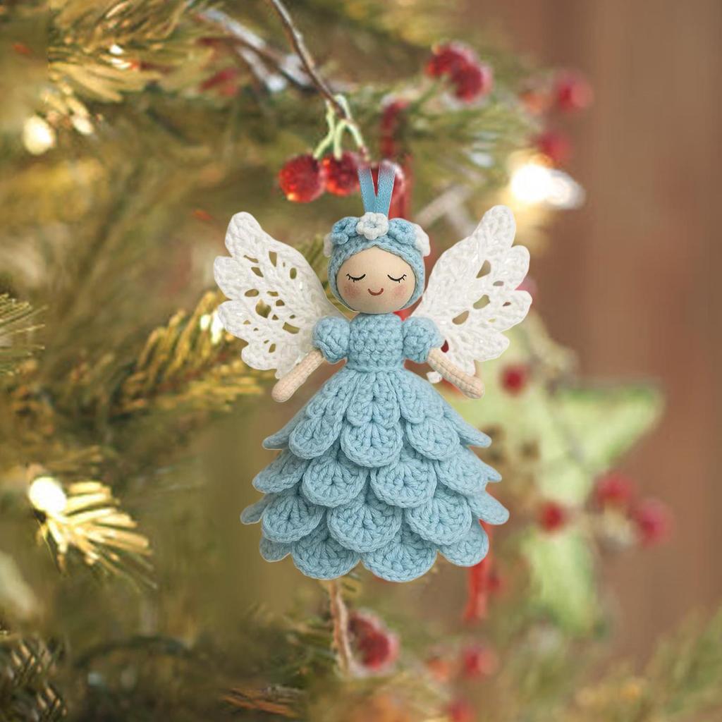 Crochet Angel Ornaments Handmade Reusable Fade Resistant Yarn Decorations Angel Ornament Crochet Kit For Men Women Child Boy