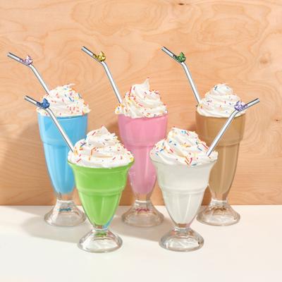 Glass Reusable Straw Colorful Butterfly Design Glass Straw Heat-Resistant Transparent Borosilicate Straws