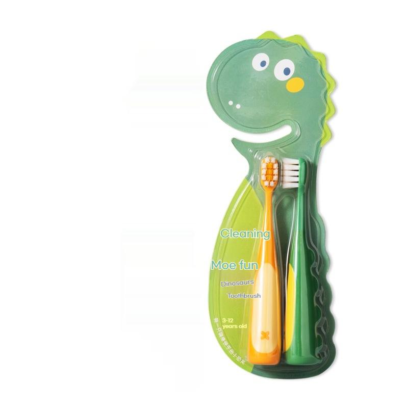 

Мультяшная зубная щетка для ремонта и чистки детская с мягкой щетиной детская мультяшная динозавр толстая ручка 2 штуки мультяшный пузатик