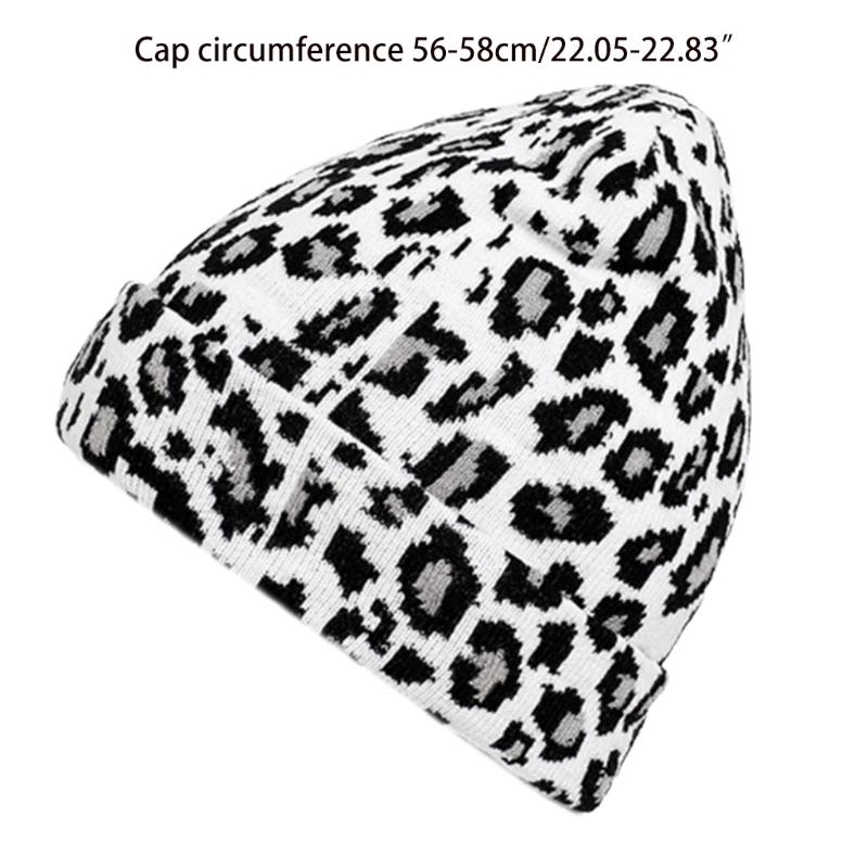 Fashion Leopard-print Knitted Hat Beanie Hat Woolen Hat for Outdoor Activities
