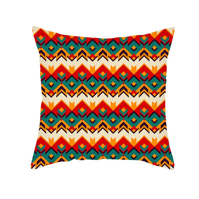 Bohemian Printed Peach Skin Velvet Pillow Cover Colorful Geometric Abstract Ethnic Style Pillow Cover