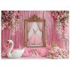 LS Fotografie Hintergrund Ballettschläppchen Schwan Rosa Vorhänge Dekoration Mädchen Prinzessin Geburtstagsparty Cake Smash Foto Kulisse Studio