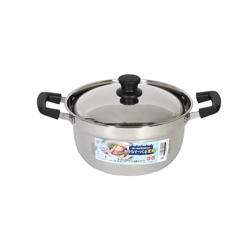 Pearl Metal 22cm Stainless Steel Two-Handled Pot, Induction Compatible, Perfect for Somen and Soba Noodles, Summer, Overflow-Resistant, Suzumiya HC-24