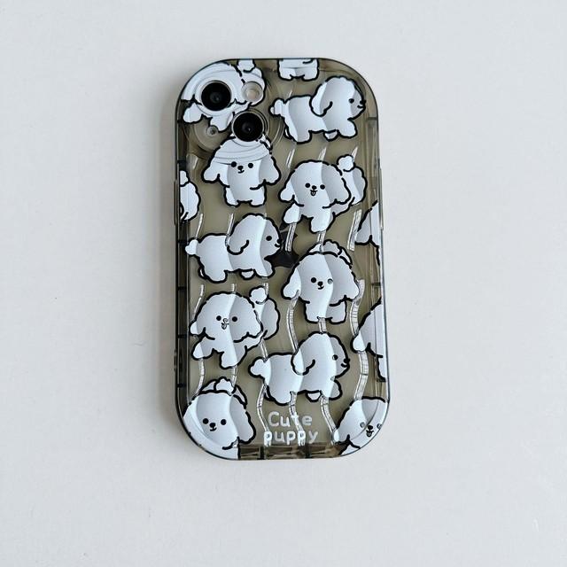 White Puppy Wavy Relif Non -Slip Shell For Iphone 14 Plus 13 Promax 11 12 Pro Max Soft Silicone Cute Cartoon Phone Case