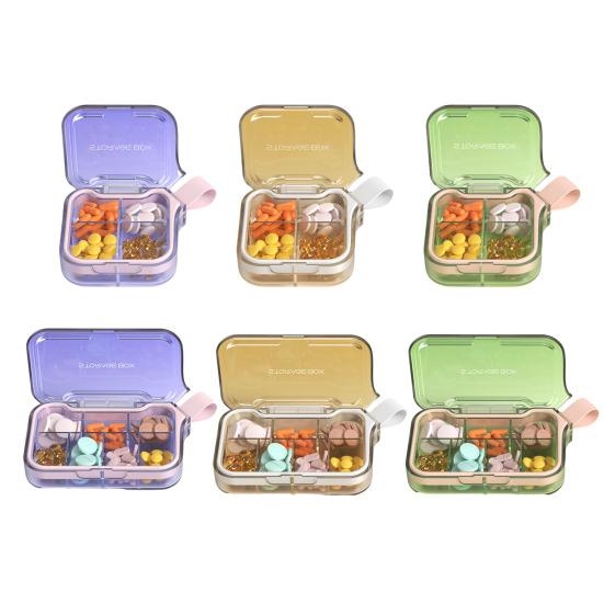 Pill Box Easy to Carry Pills Organizer with Handles And Leak-Proof Compartments Holder for Travel Gym Work