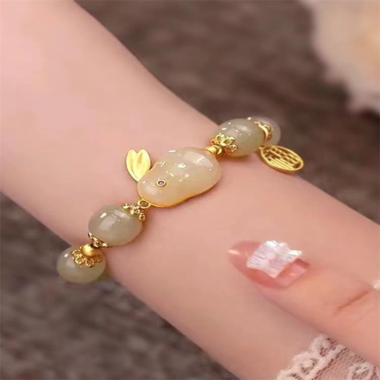 New Chinese Style Jade Rabbit Bracelet for Women, Ins Bracelet for Best Friends, Ancient Style Birthday Gift