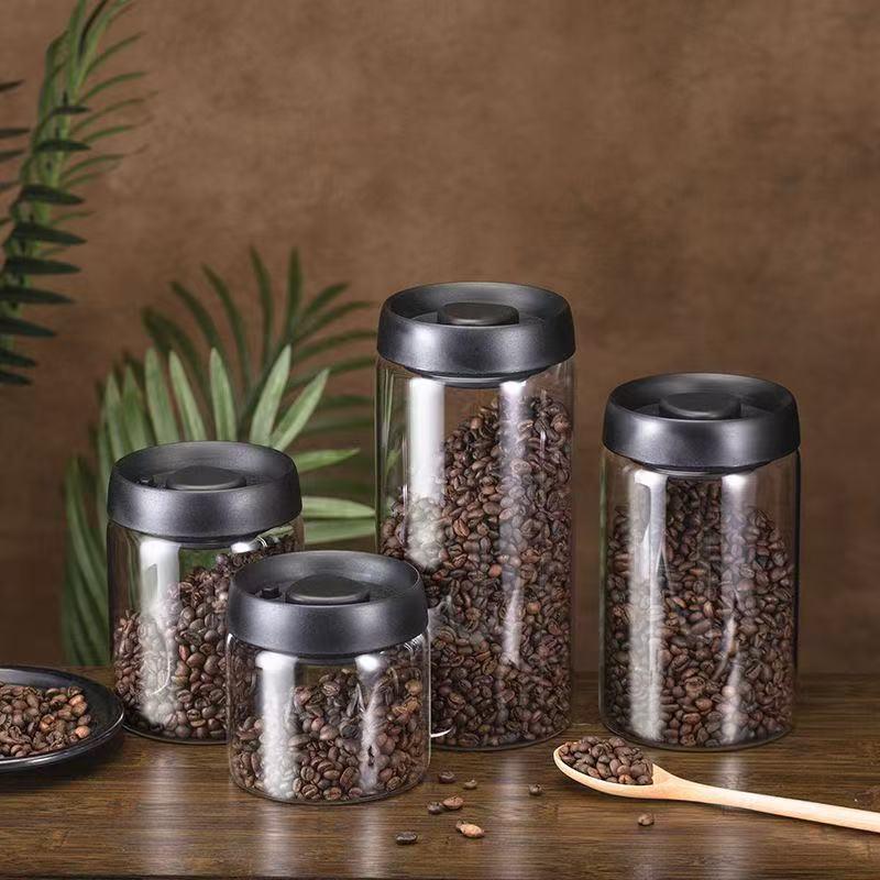 Multi-Grain Glass Storage Jar: Vacuum-Sealed for Coffee Beans, Powder, and Tea 500ml