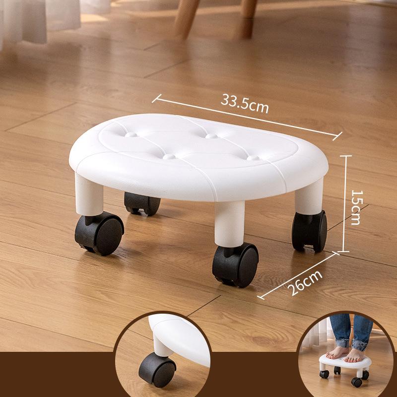 Modern Minimalist Plastic Low Stool Wheeled Quiet Easy Organize Small Chair Hallway Ottoman Living Room Bedroom Home Furniture