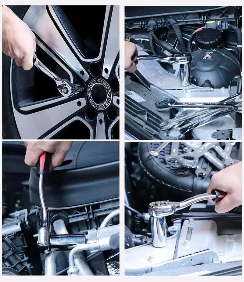 Multi-Functional Quick Wrenching Ratchet Tool Kit Large Flying 12-Piece Set Auto Repair Wrench Hand Tool Car Traveling Hardw