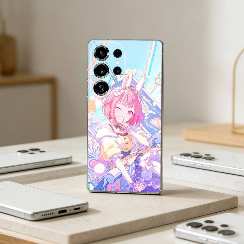 Cute Project SEKAI Phone Case For Samsung S25,S24,S21,S22,S23,S30,Ultra,S20,Plus,Fe,Note,10,9,5G Transparent Cover