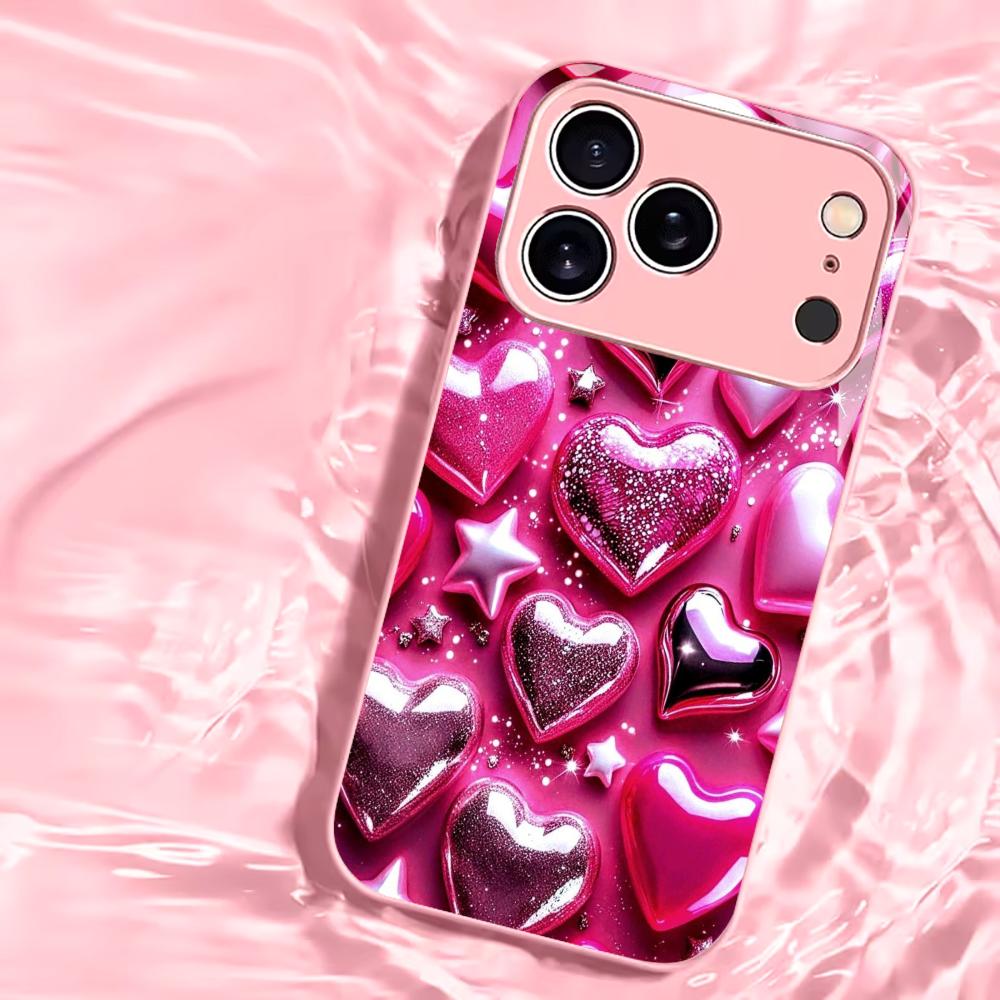 New Lovely Female Exquisite Protective Case Phone Case Metallic Paint Glass PhoneCase for iPhone 17 16 15 14 13pm Pro Plus Madam