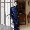 Womens Long Sleeve Velvet Winter Qipao Dress Vintage Chinese Style Modernized Fit