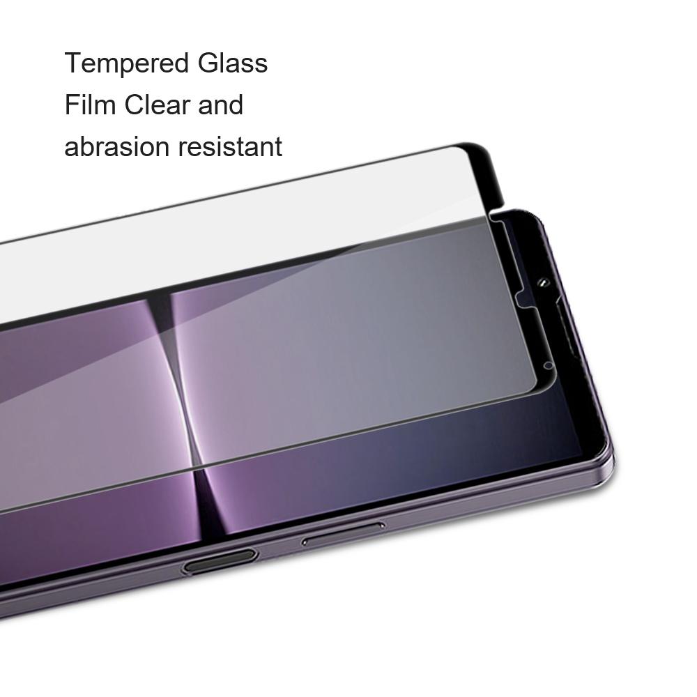 AMORUS For Sony Xperia 10 VI Tempered Glass Screen Protector Full Glue Silk Printing Edge,Black