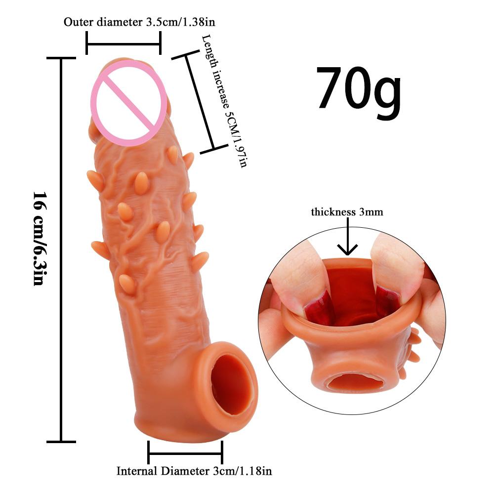 Realistic Penis Sleeve Extender Lifelike Cock Sleeve Dealy Extension Penis Ring Enlarger Male Masturbator Adult Sex Toys for Men