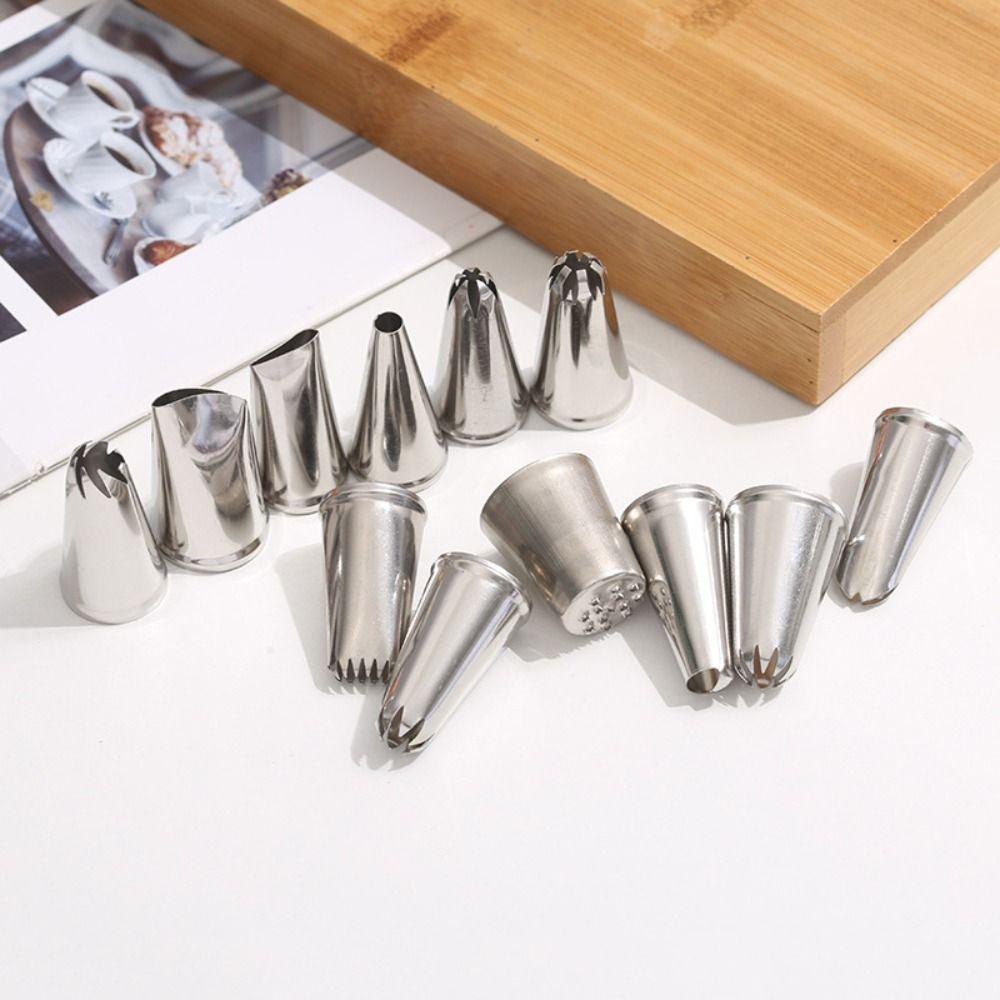 12 Heads Piping Tips Set Stainless Steel Flower Frosting Nozzles  Kitchen Gadgets