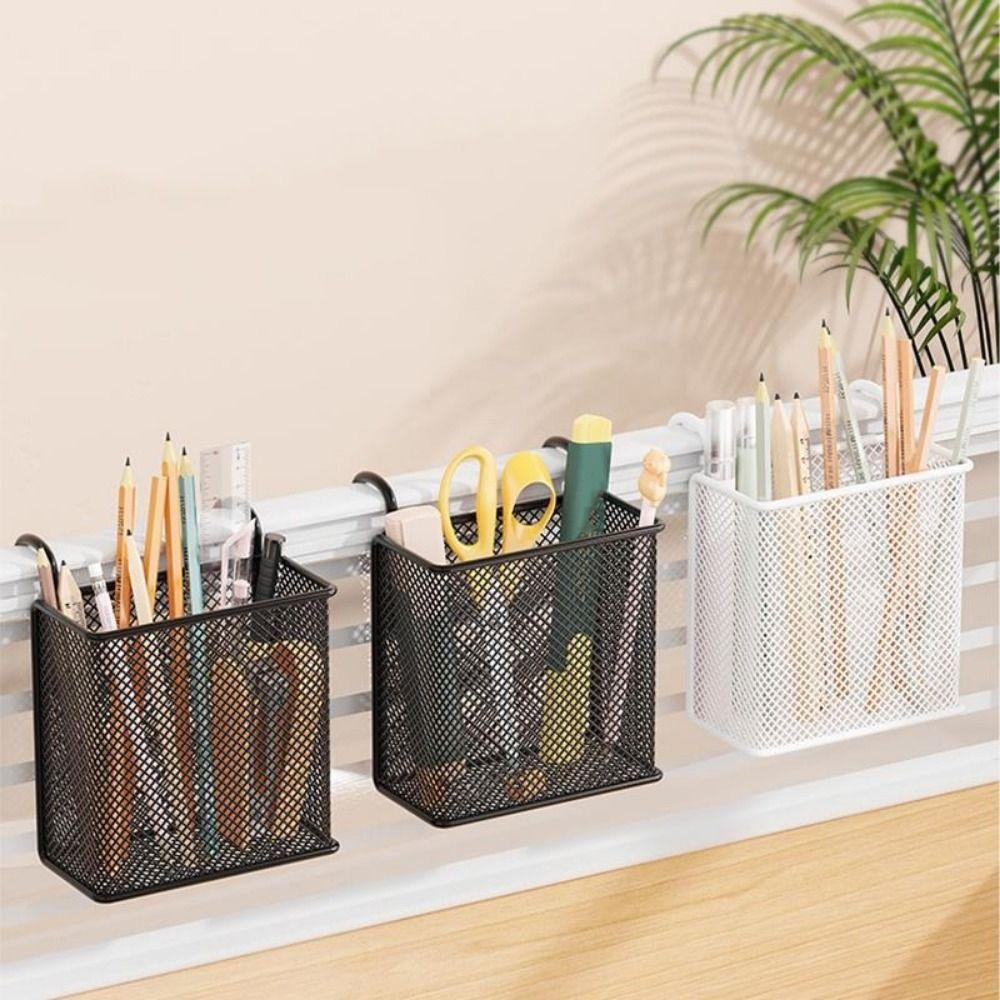 Wall Mounted Metal Hanging Basket Space Saving Stationery Storage Box Pen Holder  Home