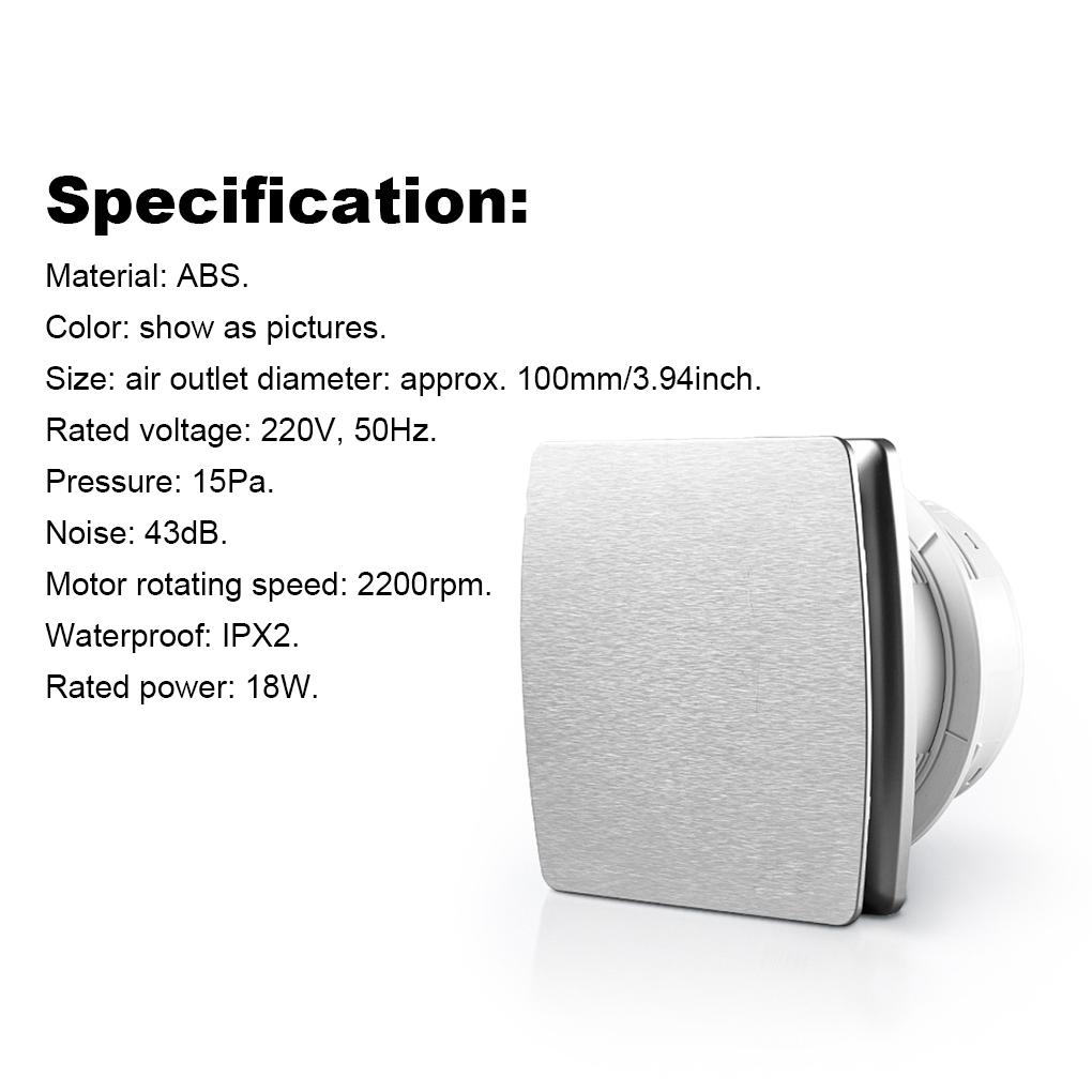 Bathroom Exhaust Fan 4 Inch Outlet Waterproof Air Window Wall Replaceable Improvement Vent Extractor Office