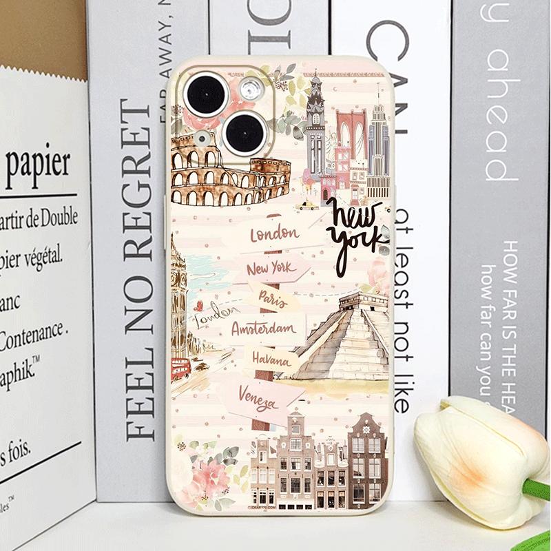 Pink World Map Travel Label Printed Phone Case for IPhone 16 15 14 11 Pro Max 13 12 Mini XR XS X 7 8 Plus SE20 Soft Cover Fundas