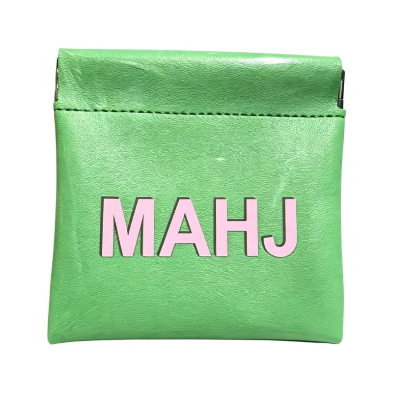 PU Leather Mahjong Score Card Pouch with Auto-Close Spring Frame, Small Storage Case for Home Table Use and Travel