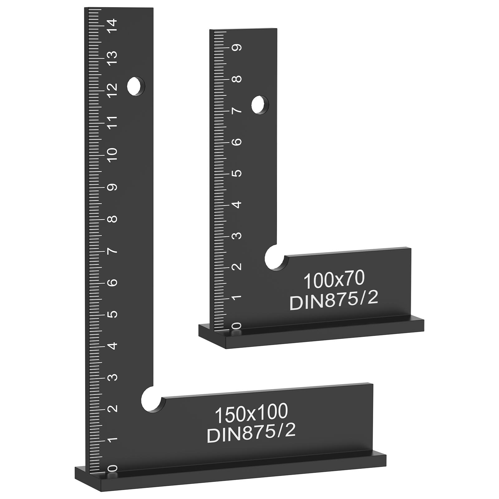 

2Pcs Engineer Square Ruler Portable Machinist Square Aluminum Alloy 90 Degree Right Angle Ruler Precise Carpenter Measuring Tool