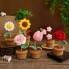 Simulated Flower Hand Woven Small Potted Plant Tulip Sunflower Hook Weaving Desktop Decoration Simulated Flower Ornament Gift