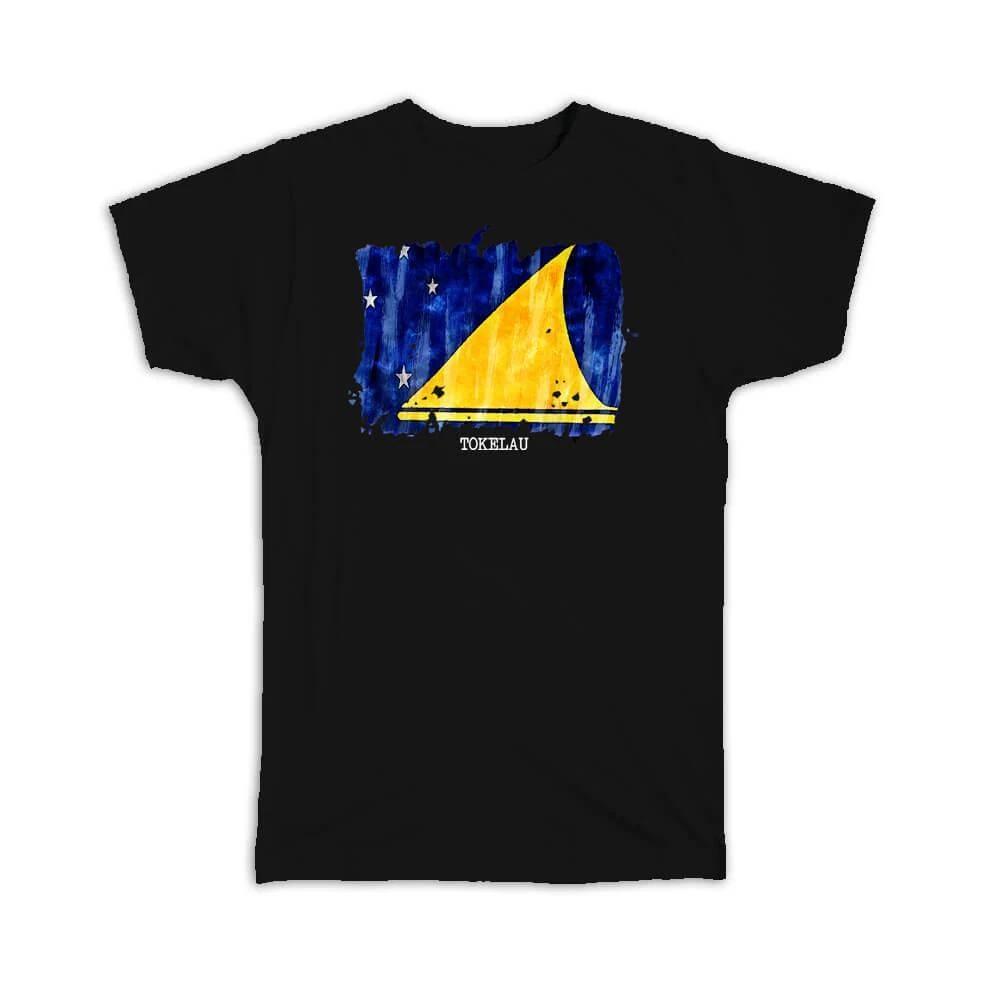 Gift T-Shirt : Tokelau Flag Australia Travel Expat Country Watercolor S