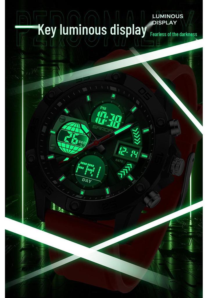 SANDA 3D Multifunction Sports Watch – 3 Time Zones, Waterproof, Student Wristwatch