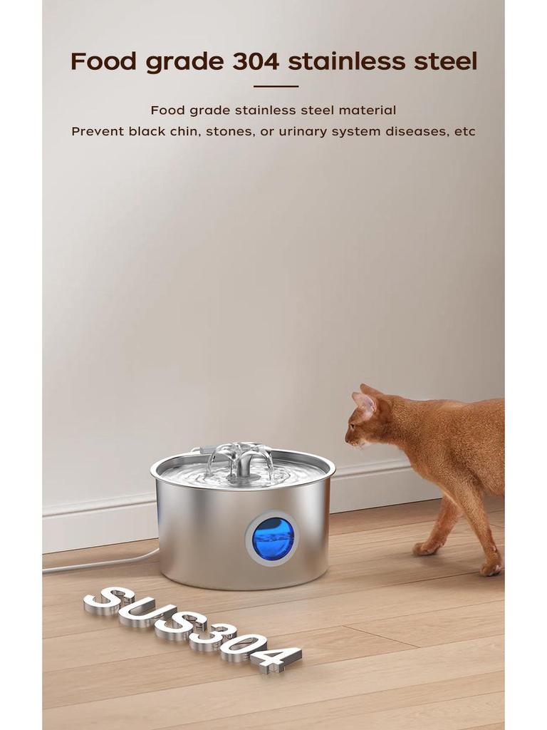 Stainless Steel 3.2L Automatic Pet Water Fountain with Filter for Cats and Dogs