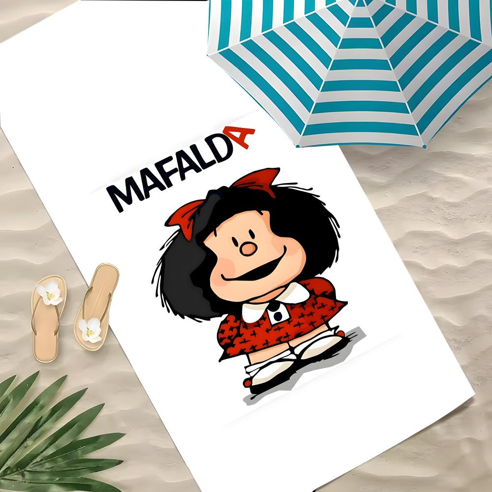 Anime Mafalda Towel Polyester Beach Towel Quick Dry Sand Free Bath Towel for Summer Pool Travel Vacation