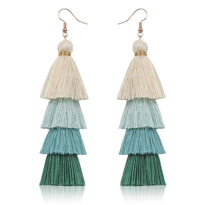 Bohemian Multi-Layer Fringed Earrings Ethnic Style Colored Ear Hooks Drooping Earrings