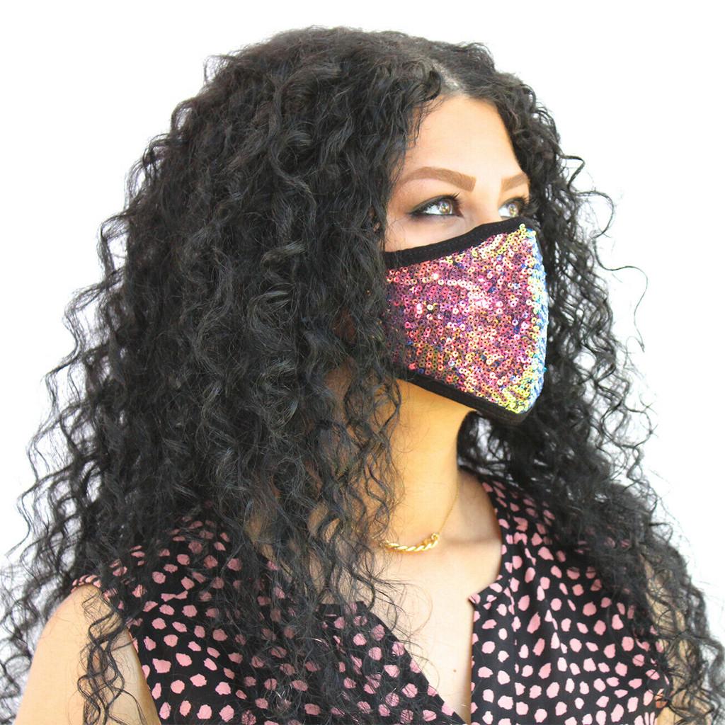 Women Sequins Cotton Mask Washable Breathable Mask Festival Mask