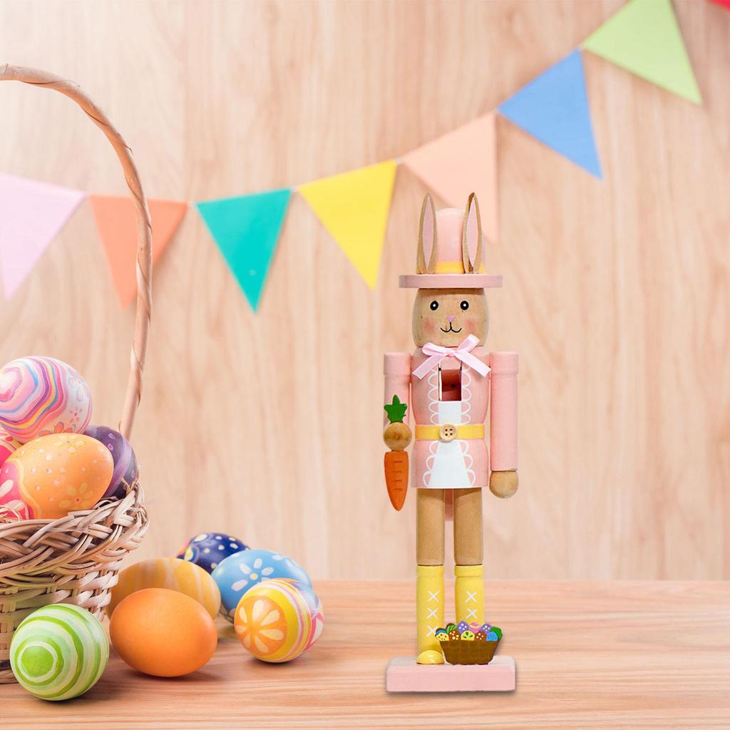 Easter Decor Party Supplies Decorative Rabbits Nutcracker Wooden Ornament for Festival Farmhouse Desktop Bookshelf Dining Room