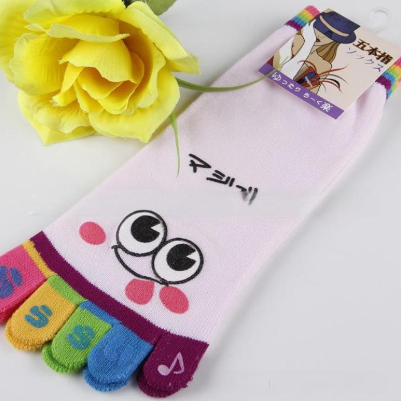 Cute Casual Five-Toed Crew Finger Show Funny Short Cartoon Cotton Socks Breathable Sweat Novelty Toe Socks High Quality